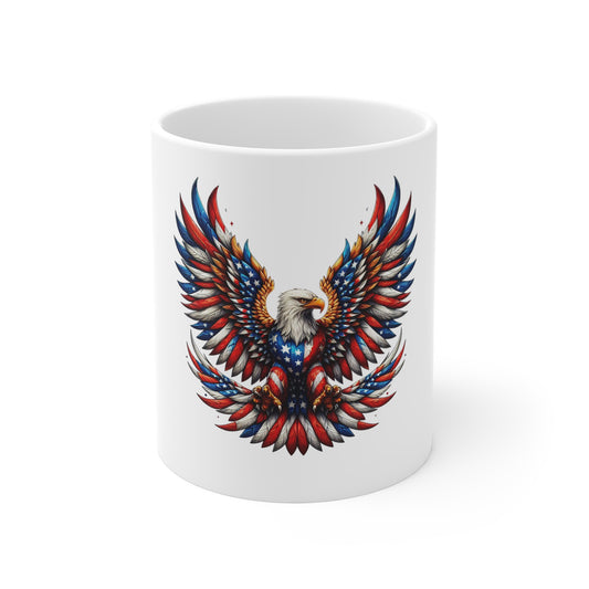 Patriotic Eagle Coffee Mug – American Flag Bald Eagle 11oz
