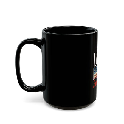 Little Miss America Coffee Mug – Patriotic Girl USA Mug – Red White Blue Cute Americana Cup – 4th of July Gift Black Mug (11oz, 15oz)