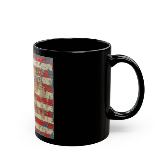 Distressed American Flag Black Coffee Mug (11oz, 15oz)