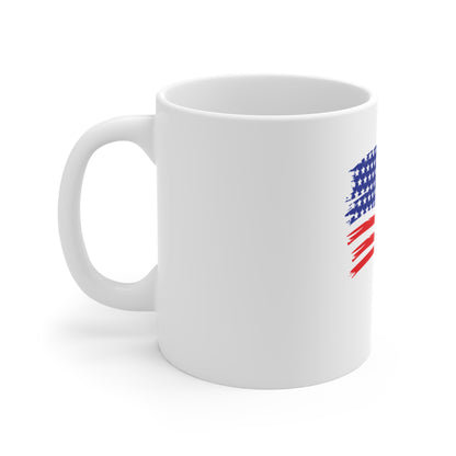 Waving Distressed American Flag Coffee Mug – Wind-Blown USA Flag Mug – Classic Patriotic Cup – Red White Blue Gift Mug 11oz