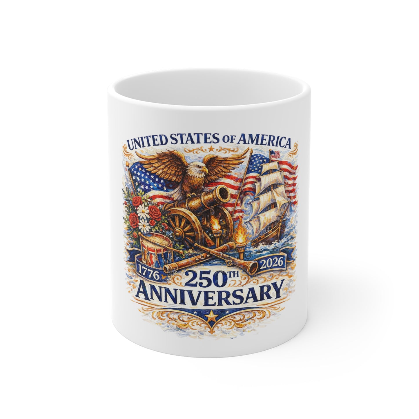 250th Anniversary USA Coffee Mug — Patriotic Independence Day Eagle & Flag 1776–2026