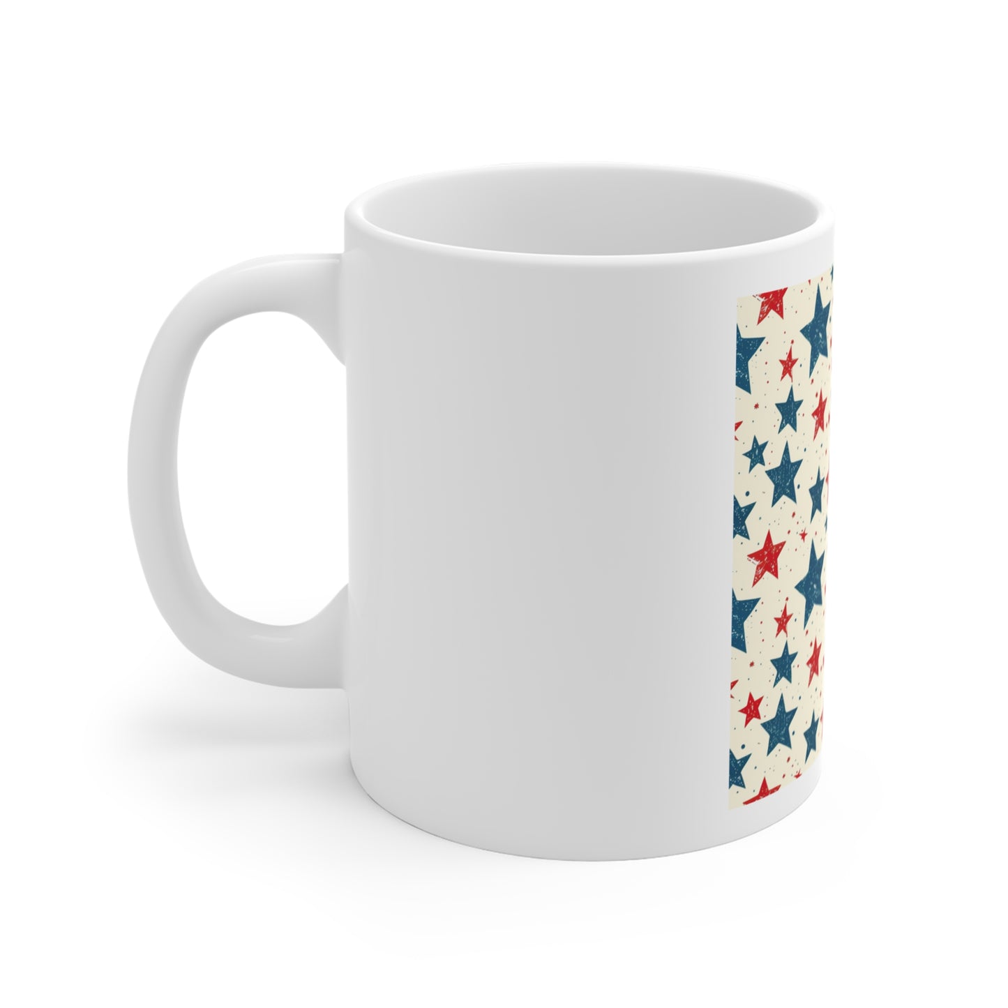 Vintage Star Pattern Coffee Mug – Red White Blue Distressed Stars Mug – Patriotic Rustic Star Cup – Americana Vintage Style Mug Patriotic Red White Blue Star Pattern 11oz Ceramic Mug – Fourth of July...
