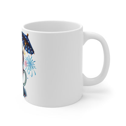 Patriotic Fireworks Milkshake Coffee Mug – 4th of July Red White Blue Dessert Mug – Americana Ice Cream Sundae Cup with Rockets 4th of July Firework Milkshake Mug – Patriotic Red White Blue Coffee Cup...