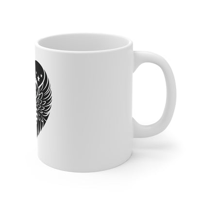 Black Eagle Heart Flag Mug – Stealth Patriotic Eagle Coffee Mug – Minimalist USA Heart Flag Cup – Tactical Freedom Mug Mug 11oz