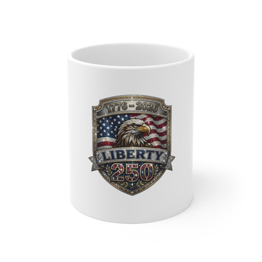 Liberty 250 Eagle Mug — Patriotic American Flag Coffee Cup (1776–2026)