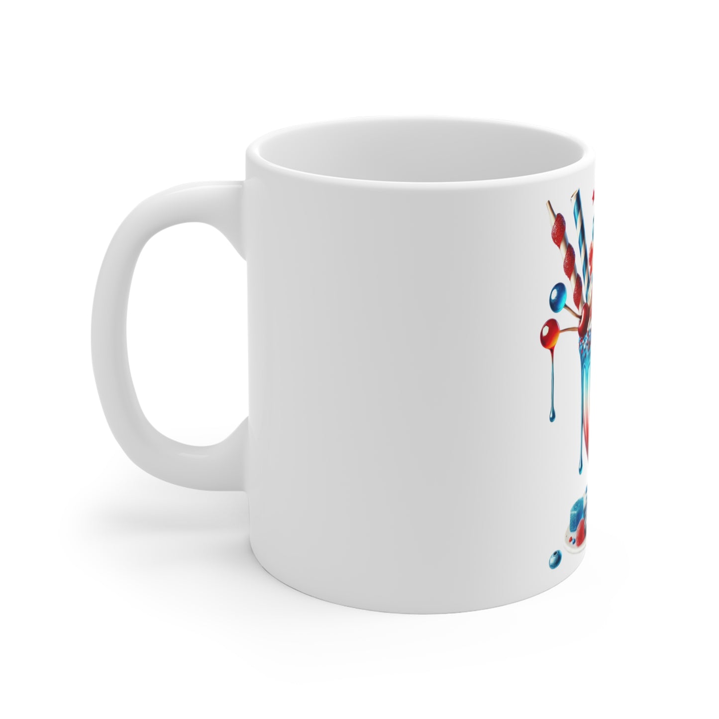 Patriotic Donut Milkshake Coffee Mug – 4th of July Dessert Mug – Red White Blue Sweet Treat Cup – Americana Candy Mug – Festive Gift Mug 4th of July Dessert Mug — Patriotic Red White & Blue Ice Cream...