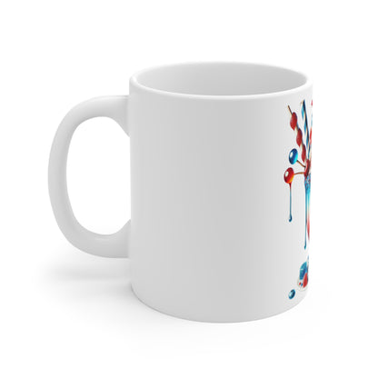 Patriotic Donut Milkshake Coffee Mug – 4th of July Dessert Mug – Red White Blue Sweet Treat Cup – Americana Candy Mug – Festive Gift Mug 4th of July Dessert Mug — Patriotic Red White & Blue Ice Cream...