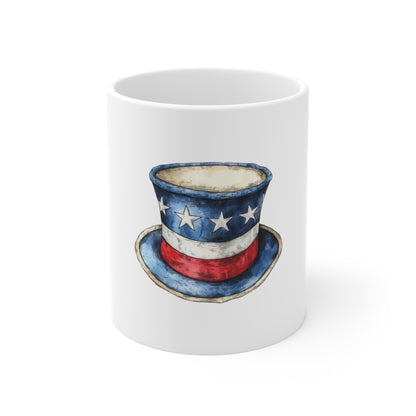 Patriotic Uncle Sam Hat Mug — 11oz Fourth of July Coffee Cup