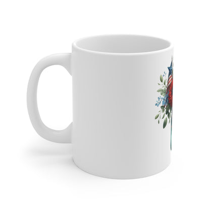 Patriotic Daisy Mason Jar Coffee Mug – Red White Blue Floral Mug – Americana Wildflower Bouquet Cup – 4th of July Gift Mug Patriotic Mason Jar Bouquet Mug – 11oz Red White Blue Floral Coffee Cup...