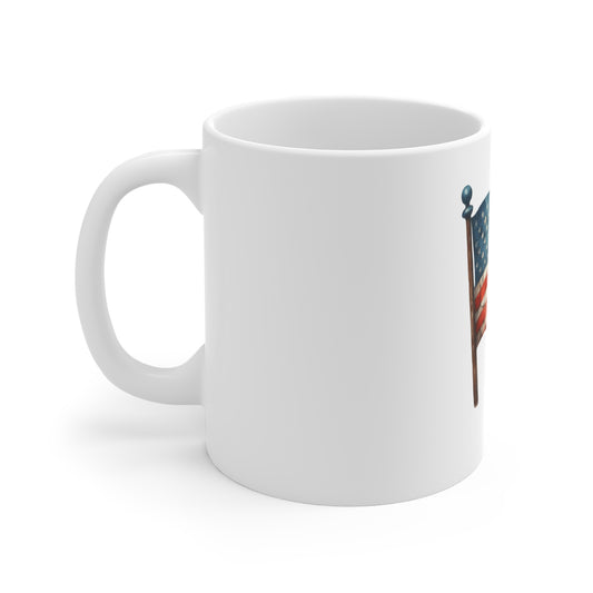 American Flag Mug - Vintage USA Patriotic 11oz Coffee Cup