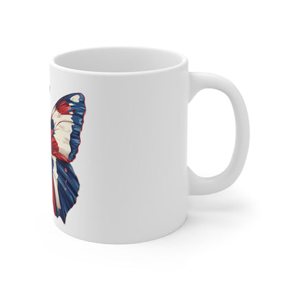 Patriotic Butterfly Coffee Mug – Red White Blue Butterfly Mug – Americana Wings Art Cup – Bold USA Nature Mug – Unique Gift Mug Mug 11oz