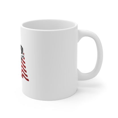 American Bass Fishing Mug – Patriotic 11oz Coffee Cup with USA Flag and Largemouth Bass Design