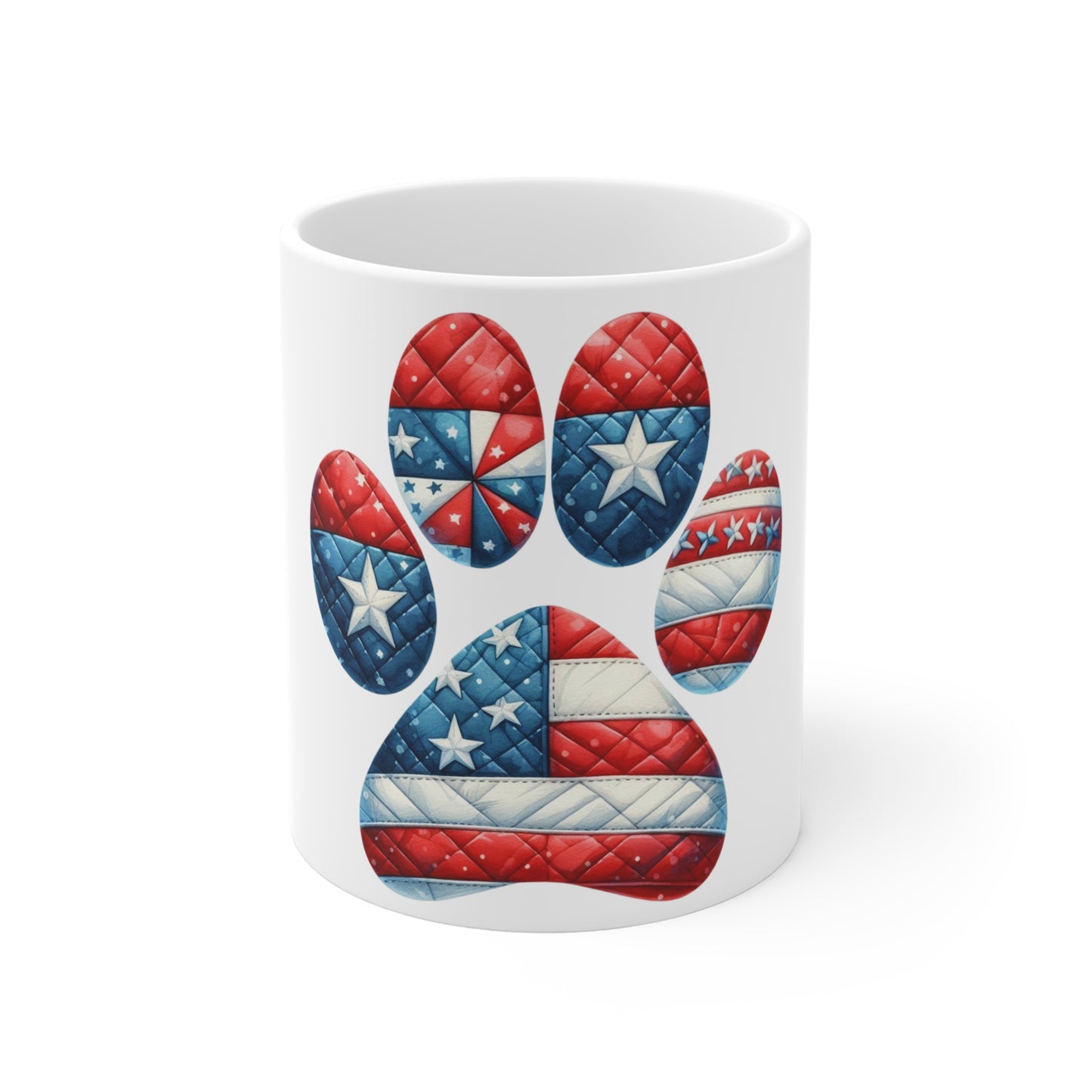 Patriotic Dog Paw Coffee Mug – American Flag Paw Print Mug – Red White Blue Pet Lover Mug – USA Dog Lover Gift Cup Patriotic Paw Print Mug — American Flag Dog Lover Coffee Cup (11oz)