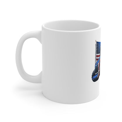 Patriotic Tractor Coffee Mug – American Flag Farm Tractor with Flag Mug – Bold USA Agriculture Cup – Farmer Pride Gift Mug – Red White Blue Tractor Mug Mug 11oz