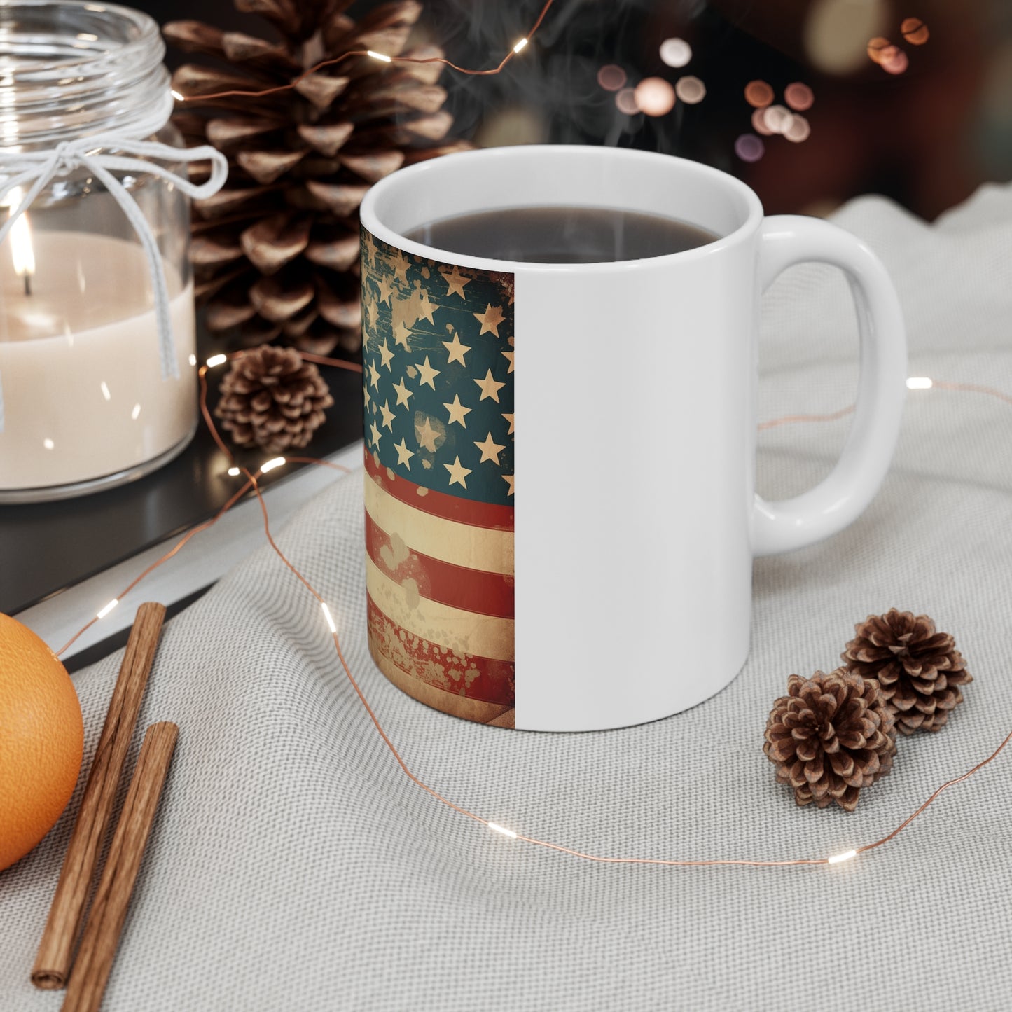 Vintage American Flag Coffee Mug – Distressed USA Flag Mug – Rustic Patriotic Cup – Retro Americana Coffee Mug Vintage American Flag Mug – Distressed Patriotic 11oz Coffee Cup