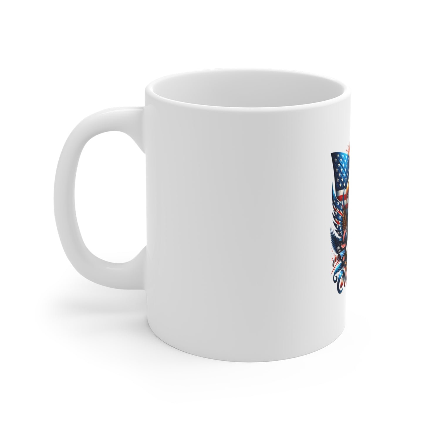 Patriotic Eagle Mug — American Flag Bald Eagle 11oz Coffee Cup