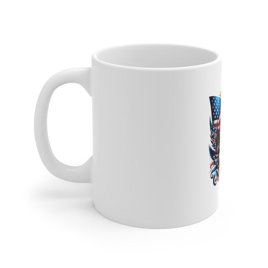 Patriotic Eagle Mug — American Flag Bald Eagle 11oz Coffee Cup