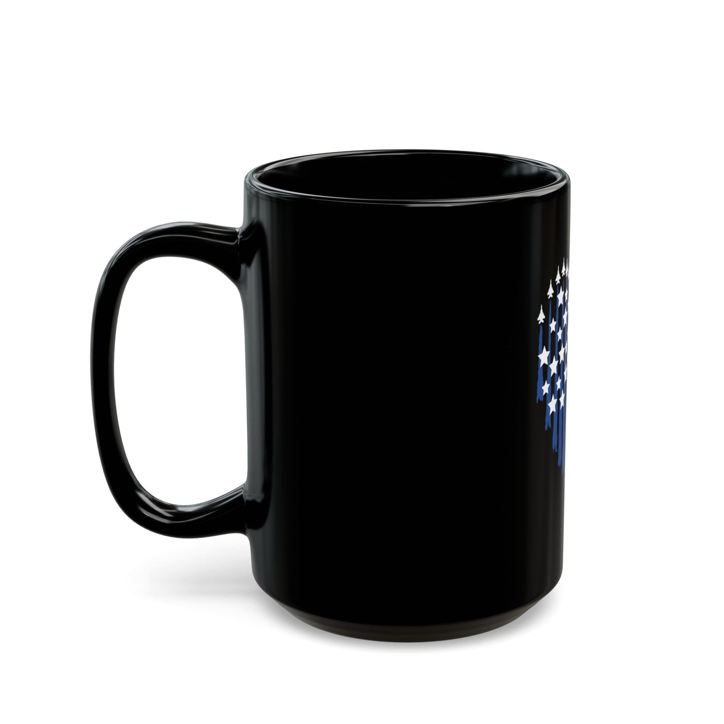 Patriotic Jet Heart Mug – American Flag Heart with Fighter Jets – USA Air Force Inspired Coffee Mug – Red White Blue Military Love Cup  Mug (11oz, 15oz)