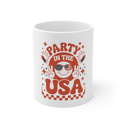 Party in the USA 11oz Mug — Retro Patriotic Fourth of July Coffee Cup