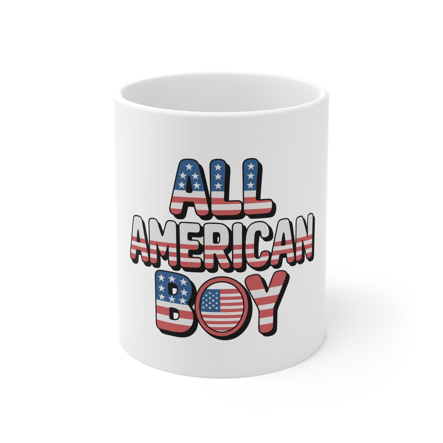 All American Boy Mug – 11oz Patriotic Coffee Cup (USA Flag Design)