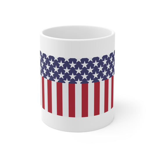 Full American Flag Coffee Mug – Bold USA Stars & Stripes Mug – Classic High-Impact Patriotic Design – Independence Day Gift Cup Mug 11oz