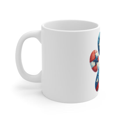 Patriotic Star Quilt Dog Paw Coffee Mug – Americana Patchwork Paw Print Mug – Red White Blue Dog Lover Mug – USA Pet Gift Cup American Flag Paw Print Mug — Patriotic Pet Lover Coffee Cup (11 oz...