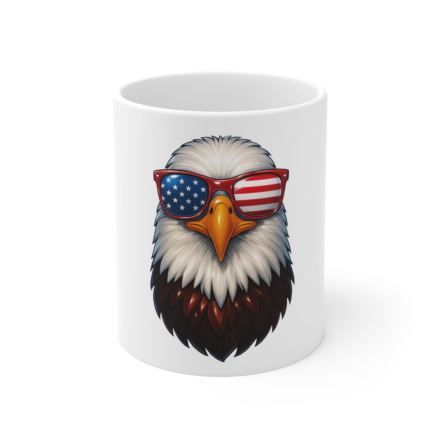 Patriotic Eagle Mug — Bald Eagle with USA Flag Sunglasses 11oz