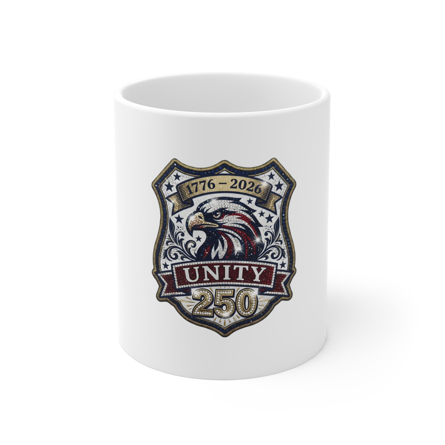 Unity 250 Eagle Shield 11oz Coffee Mug — 1776–2026 Anniversary Patriotic Gift