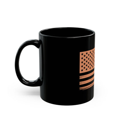 American Flag Black Mug — Copper Stars & Stripes Coffee Cup (11oz, 15oz)