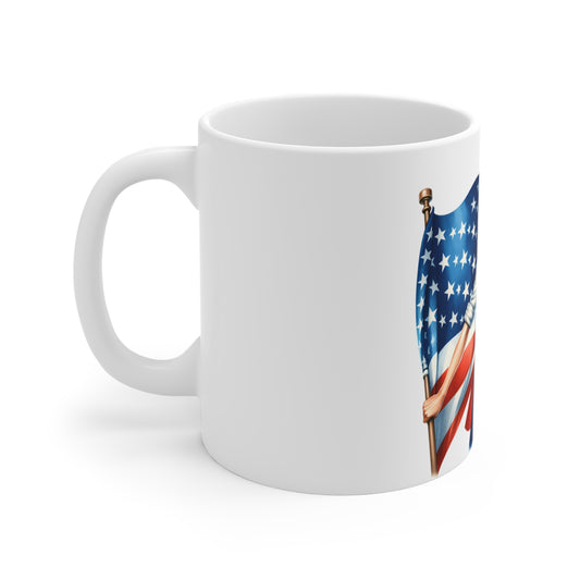 Patriotic Rosie Style Pin Up Mug – American Flag Woman Coffee Mug – Vintage Americana Strength Mug – 4th of July Gift – USA Pride Cup Patriotic Rosie Riveter Mug – American Flag 11oz Coffee Cup...