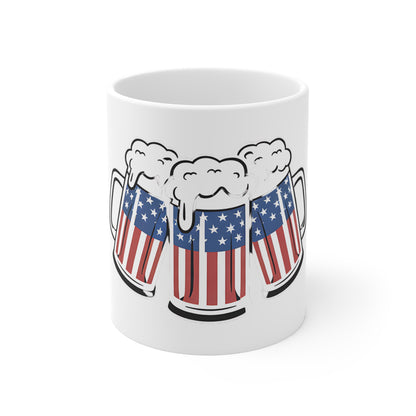 American Flag Beer Mug 11oz – Patriotic Fourth of July Coffee Cup