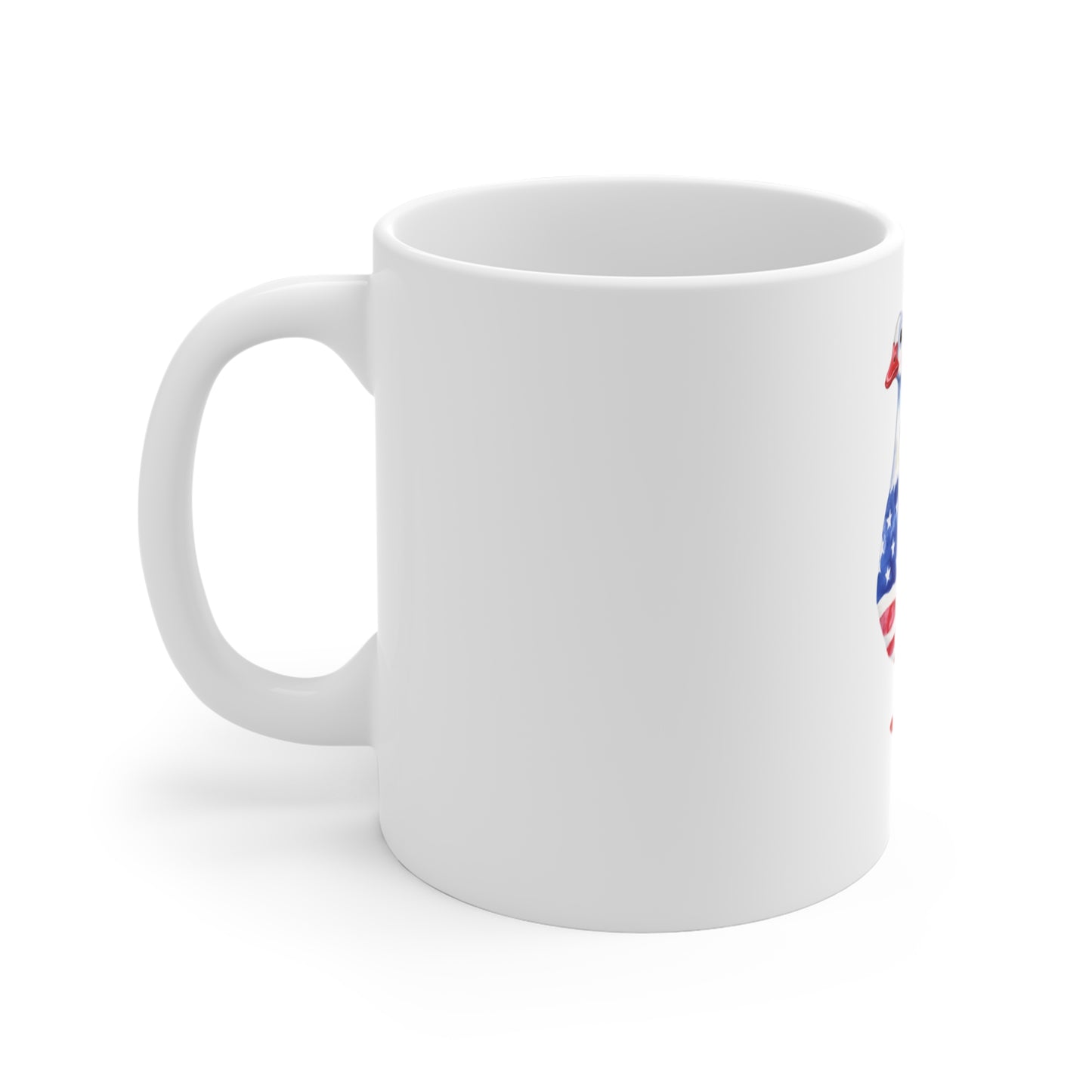 Patriotic Goose Mug – American Flag Watercolor 11oz Coffee Cup
