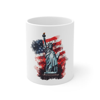 Statue of Liberty Mug – American Flag Patriotic 11oz Coffee Cup