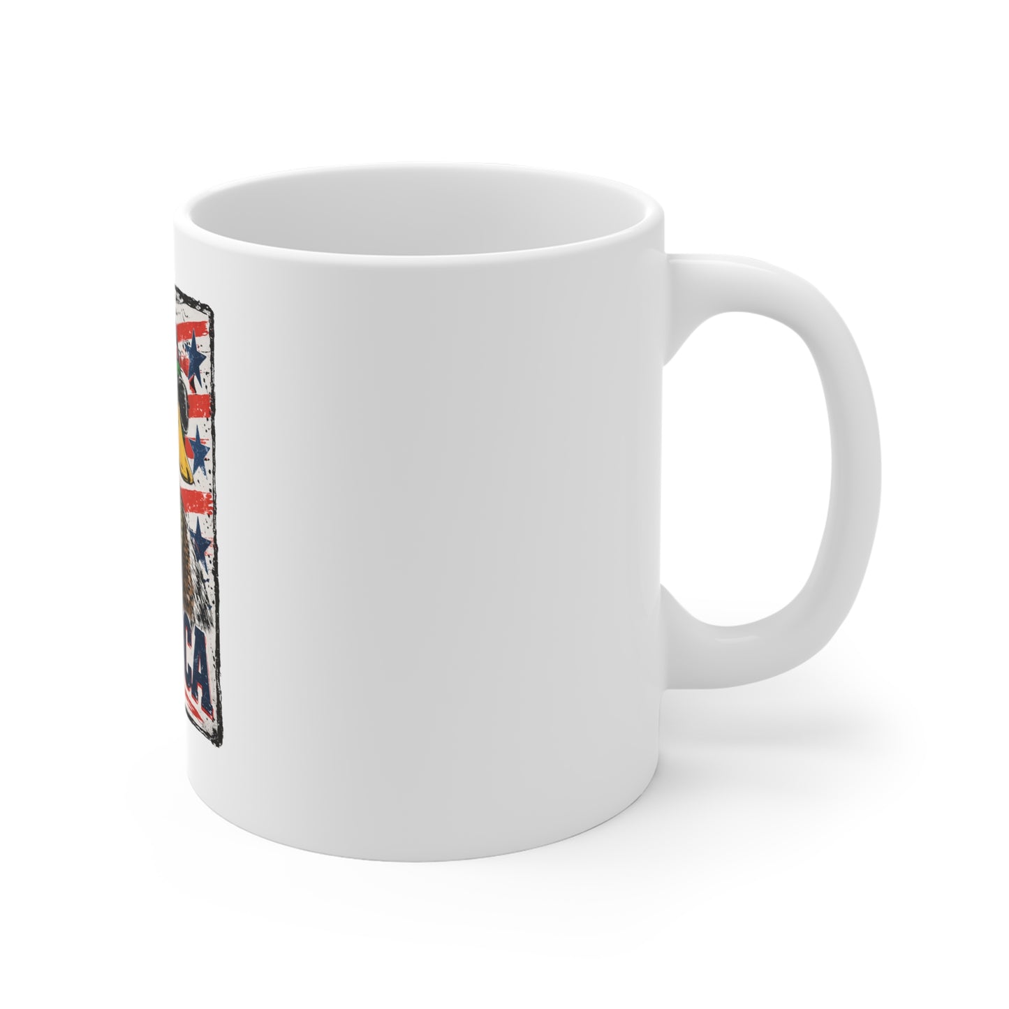 ‘Merica Duck Mug – Patriotic Duck Coffee Cup – Vintage USA Freedom Humor Design Mug 11oz