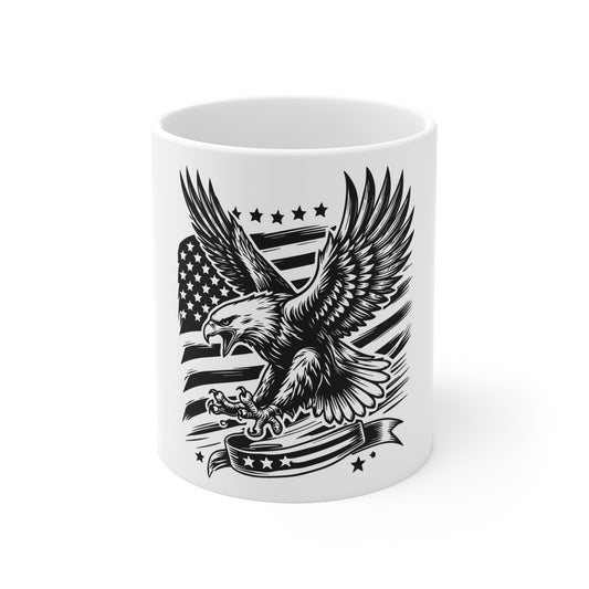 Classic American Flag Mug – Bold USA Flag Coffee Mug – Traditional Patriotic Cup – Everyday Americana Mug Mug 11oz