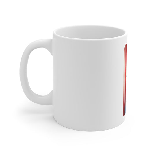 Watercolor American Flag Coffee Mug – Artistic USA Flag Mug – Patriotic Paint Splash Cup – Red White Blue Art Mug Mug 11oz