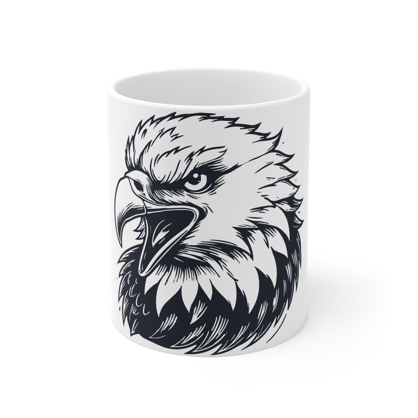 Bald Eagle Head Coffee Mug – Fierce Eagle Graphic Mug – Bold American Pride Cup – High-Contrast Patriotic Eagle Mug 11oz