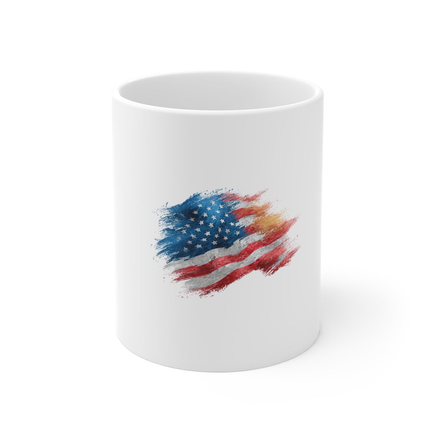 American Flag Watercolor Mug – Patriotic 11oz Coffee Cup