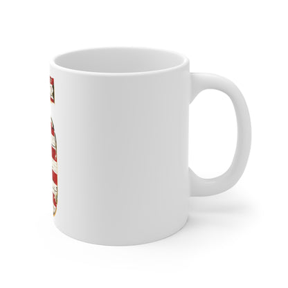 Distressed American Flag Number 5 Coffee Mug – Vintage Patriotic Number Mug – Rustic USA Stars & Stripes Cup – Americana Gift Mug 11oz