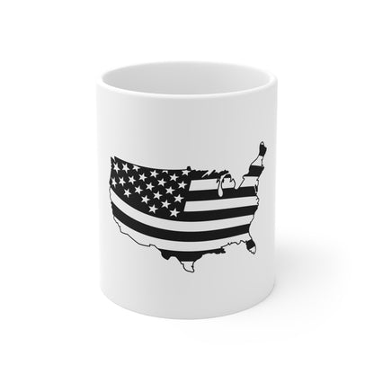 Patriotic USA Map Coffee Mug – American Flag Map Mug – Red White Blue USA Outline Cup – Fourth of July Americana Mug Mug 11oz