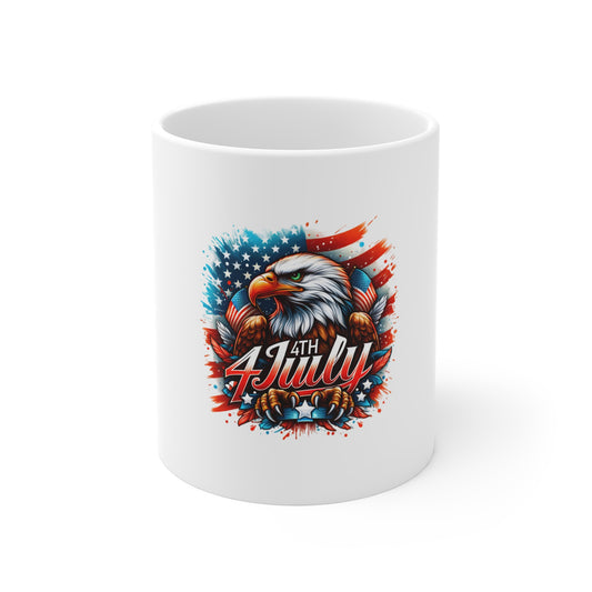 4th of July Eagle Coffee Mug – Patriotic American Flag Gift (11oz)