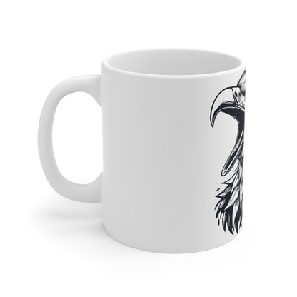 Bald Eagle Roar Coffee Mug – Fierce Eagle Head Mug – Bold American Pride Cup – Tactical Eagle Graphic Mug 11oz