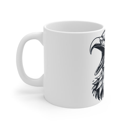 Bald Eagle Roar Coffee Mug – Fierce Eagle Head Mug – Bold American Pride Cup – Tactical Eagle Graphic Mug 11oz