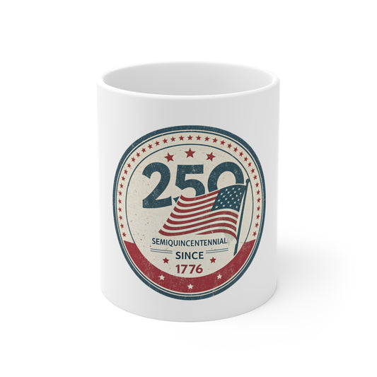 250th Anniversary USA Flag Mug — Semiquincentennial Since 1776