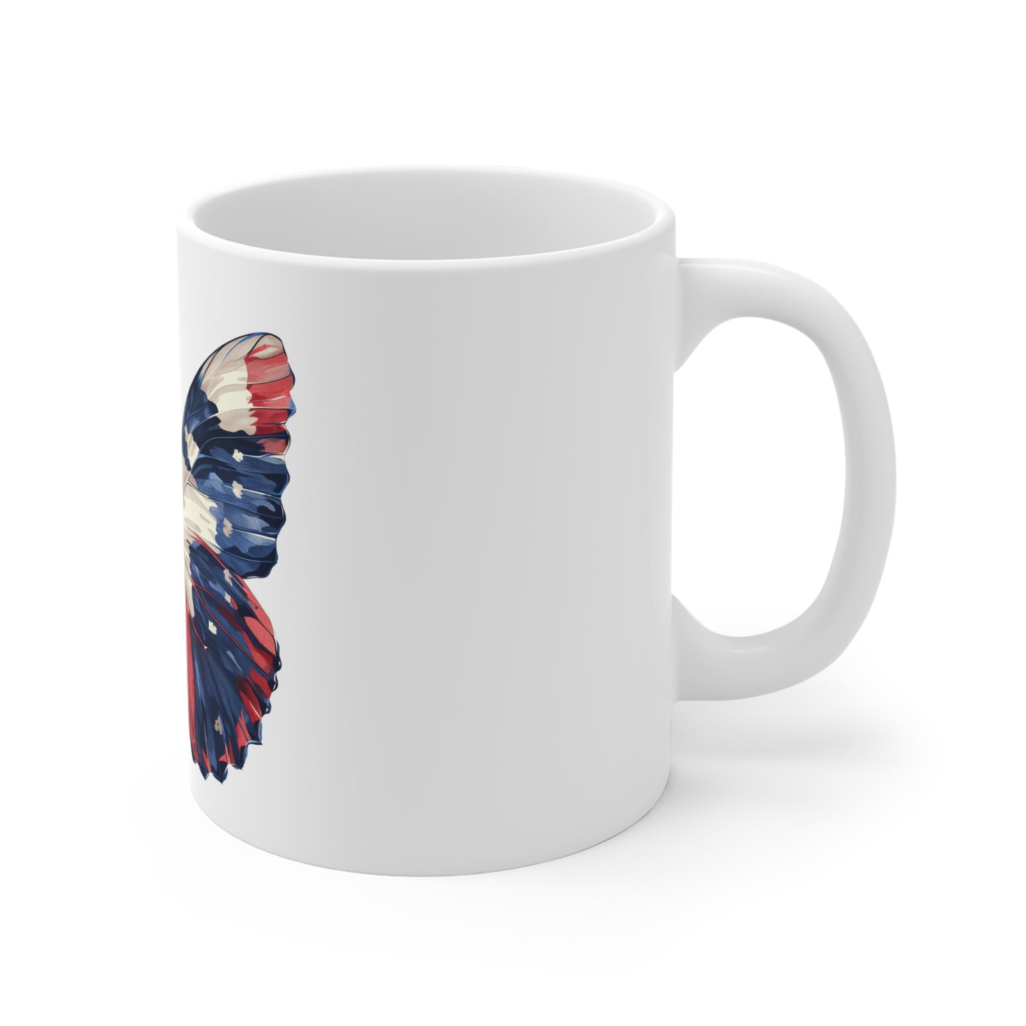 Patriotic Textured Butterfly Mug – Red White Blue Detailed Wing Coffee Mug – Americana Nature Art Cup – Premium USA Gift Mug Mug 11oz
