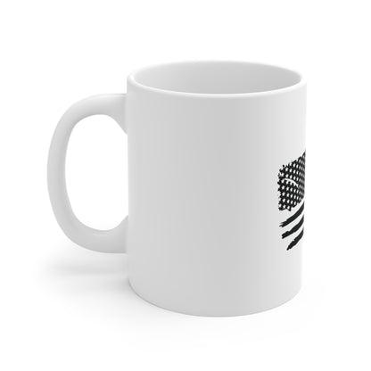 Black Torn American Flag Coffee Mug – Distressed USA Flag Mug – Rugged Stealth Patriotic Cup – Grunge Americana Gift Mug 11oz