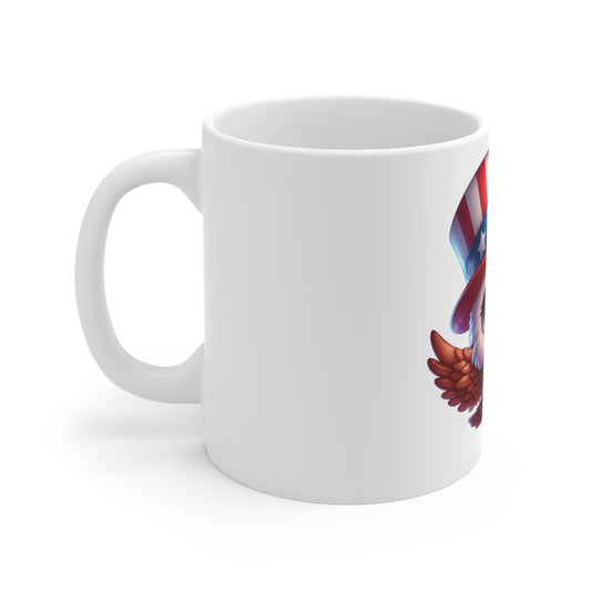 Cute Patriotic Eagle Coffee Mug – Uncle Sam Bird Mug – Adorable Americana Eagle Cup – Sparkler USA Animal Mug 11oz