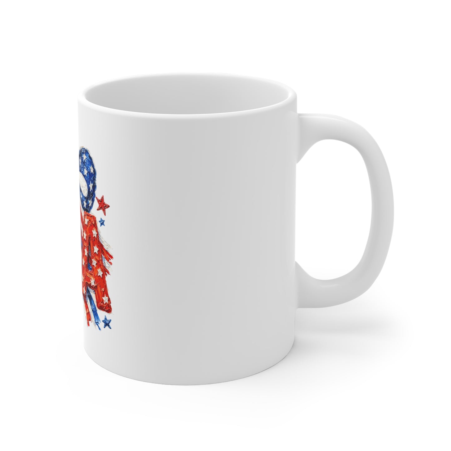 Patriotic USA 11oz Mug - Red White Blue Bow & Stars Coffee Cup