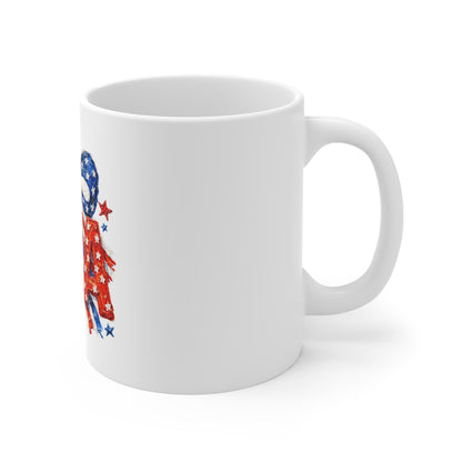 Patriotic USA 11oz Mug - Red White Blue Bow & Stars Coffee Cup