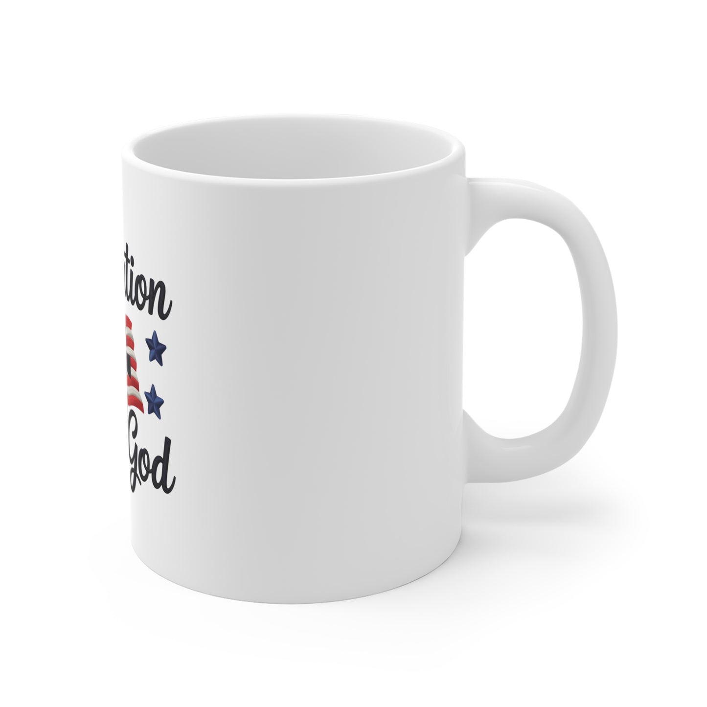 One Nation Under God Mug – Patriotic American Flag & Cross 11oz